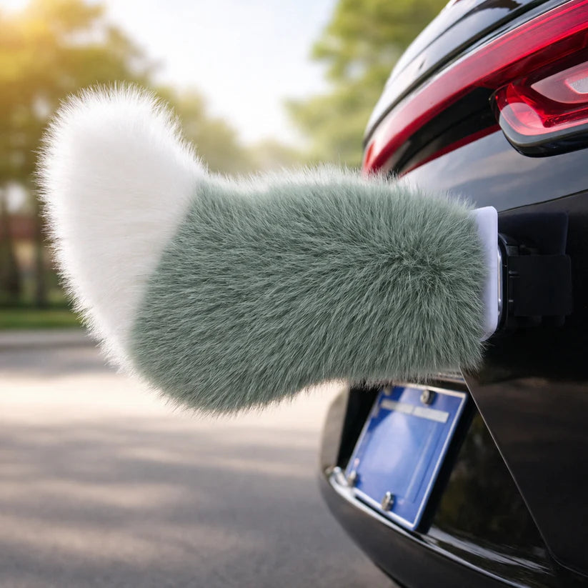 Green moving tail accessory attached to a car